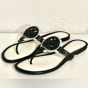 Tory Burch Miller Sandal 10.5 White And Black